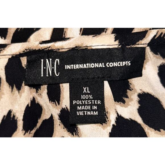 INC International Concepts Animal-Print Chain-Detail Cold-Shoulder Top XL - Picture 6 of 6